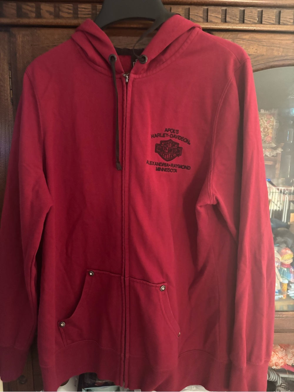 Harley-Davidson Red Zip Front Hoodie Jacket